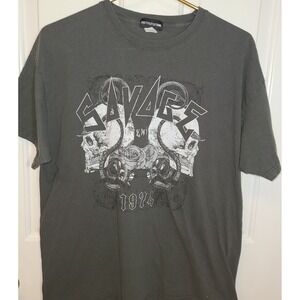 Pretty Little Thing CHARCOAL Gray SAVAGE GRAPHIC ROCK T SHIRT Skulls Streetwear